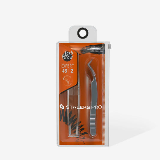 STALEKS EXPERT - 45 TYPE 2 Professional lash tweezers with fiber tips, L-shaped, 40'