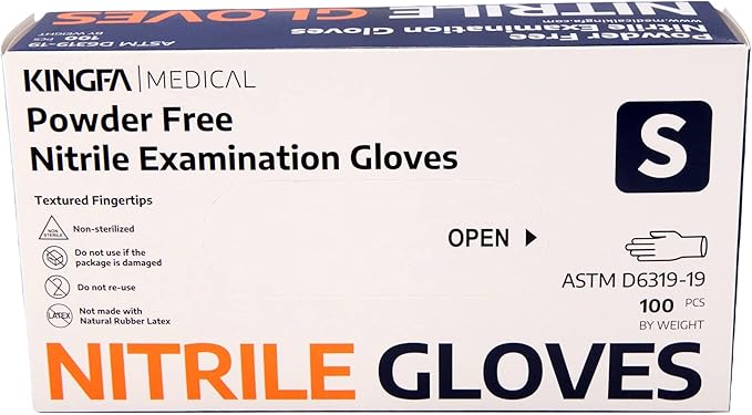Nitrile Medical Exam Gloves - Powder Free, Latex Free, 4 mil Thickness, Black (Small)