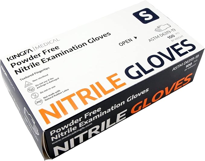 Nitrile Medical Exam Gloves - Powder Free, Latex Free, 4 mil Thickness, Black (Small)