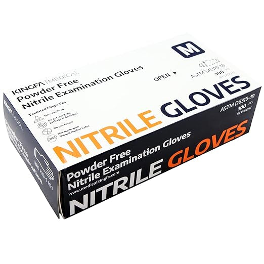 Nitrile Medical Exam Gloves - Powder Free, Latex Free, 4 mil Thickness, Black (Medium)