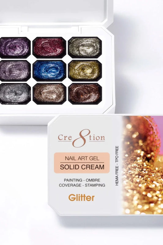 Cre8tion - Nail Art Gel - Solid Cream Collection - Glitter