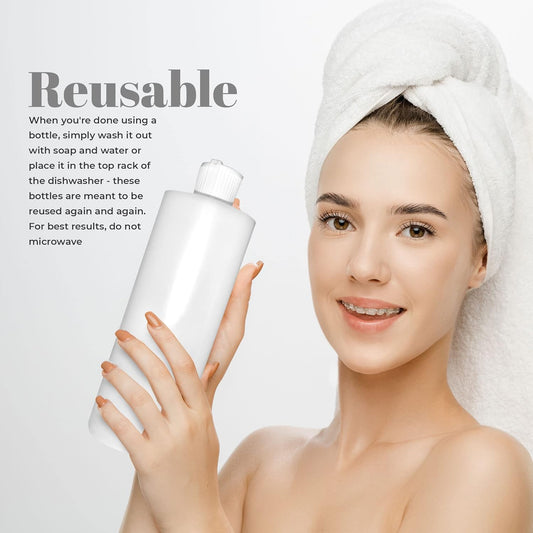 Plastic Squeeze Bottles 16-Ounce with Caps
