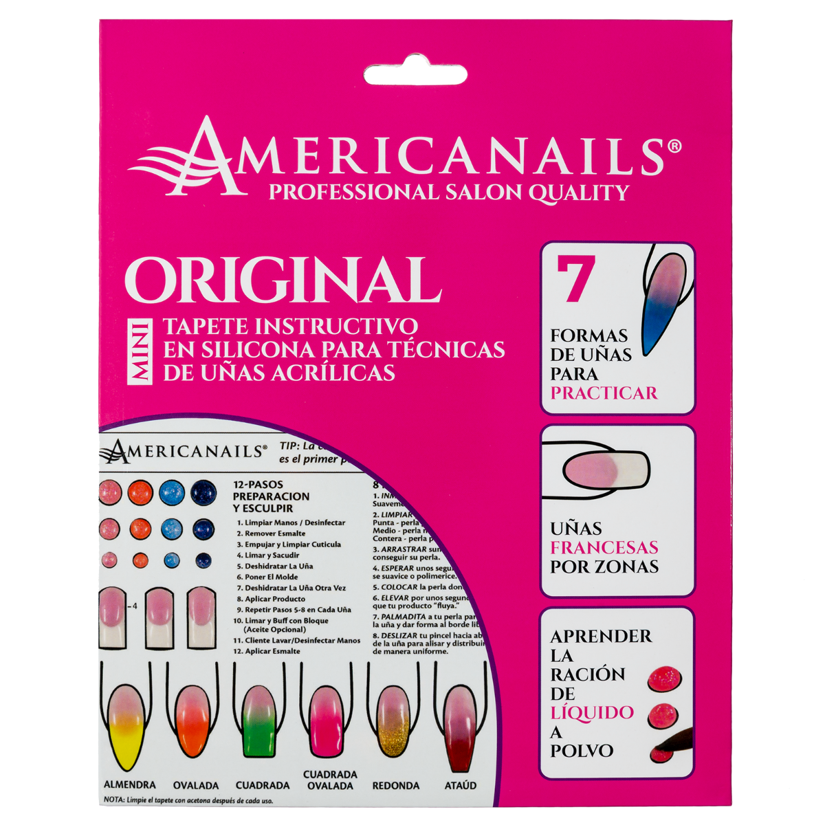 Mini Tapete Instructivo en Silicona Para Técnicas de Uñas Acrílicas