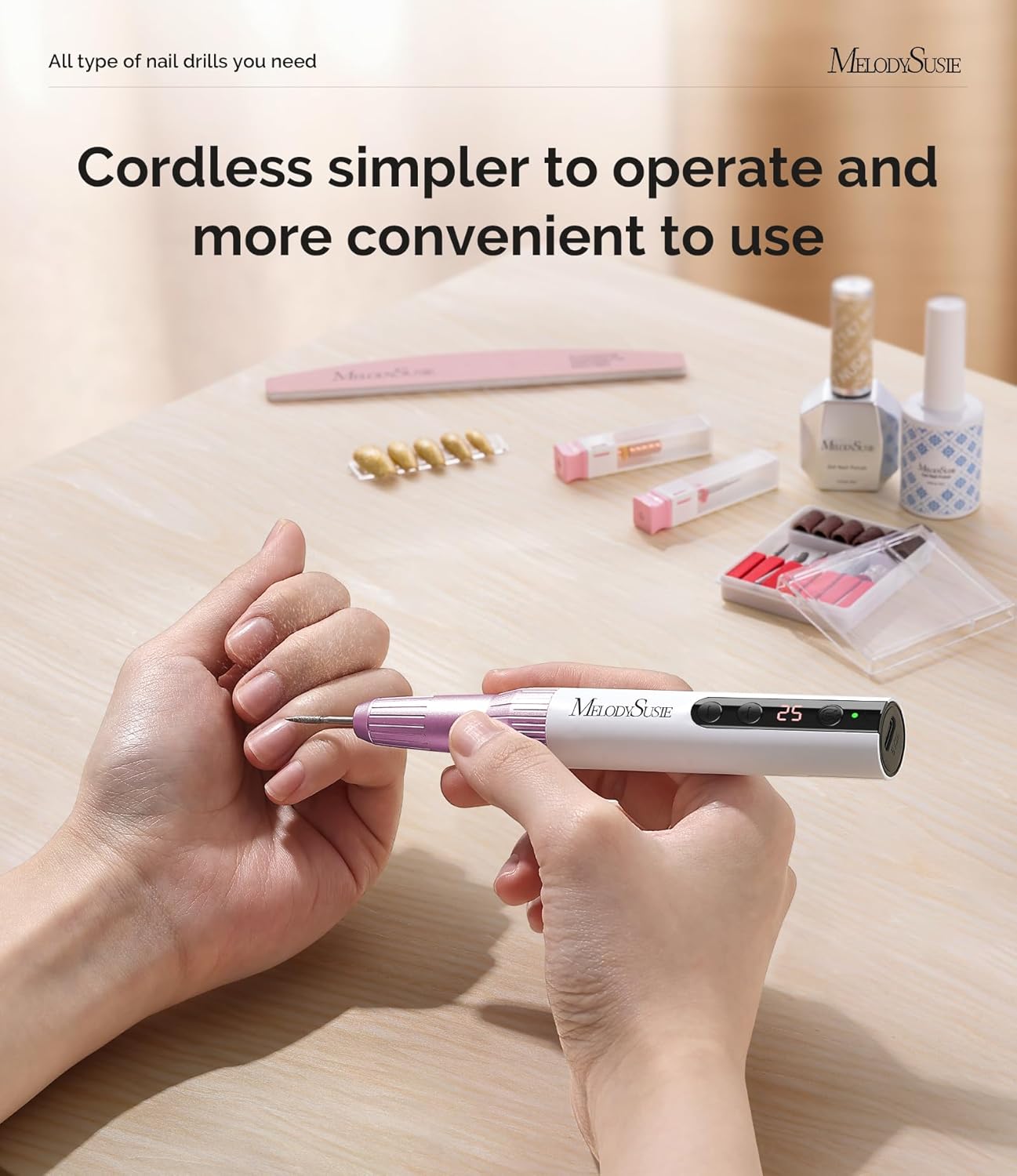 MelodySusie - Rechargeable Cordless Electric Nail Drill (Purple)