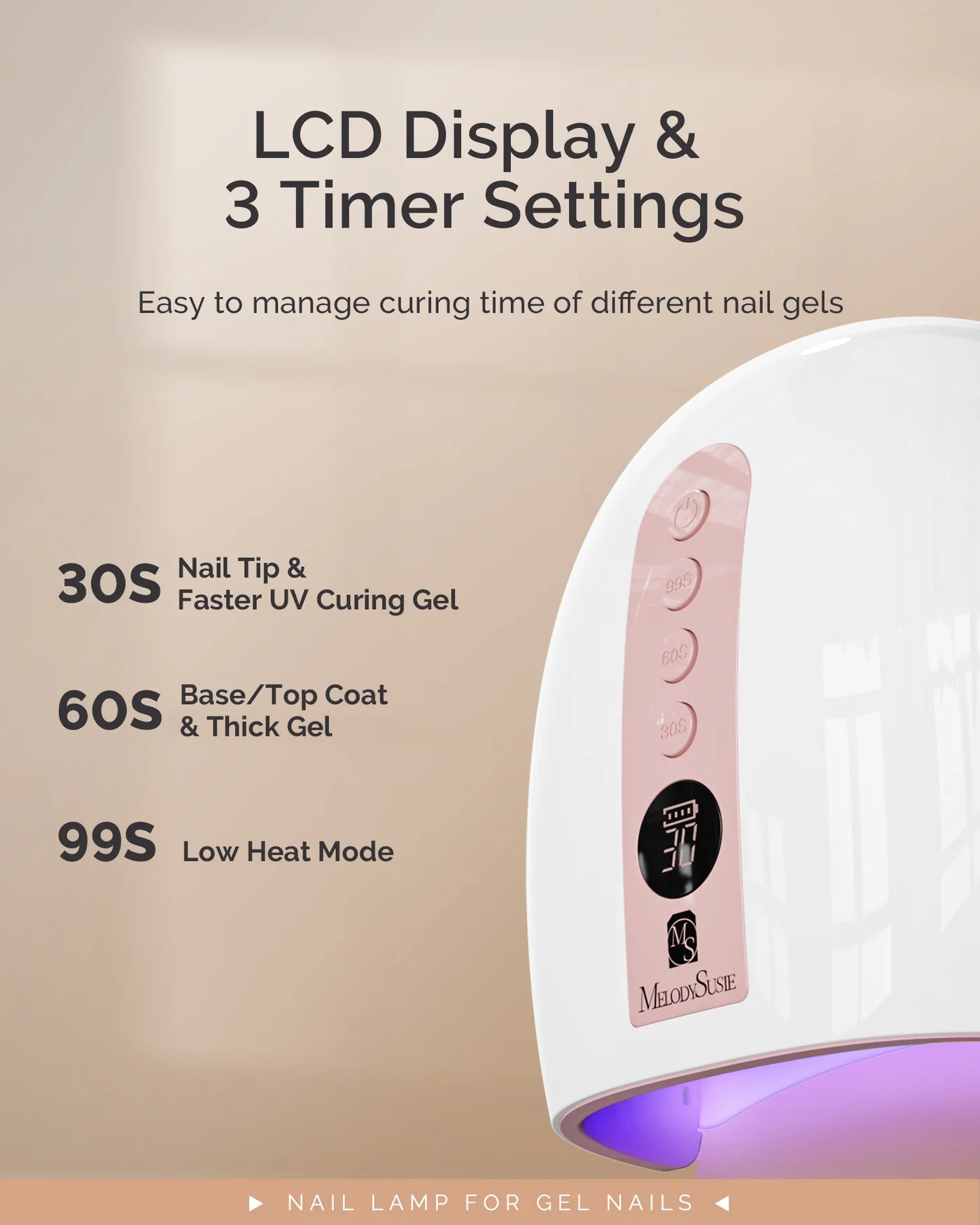 P-PLUS30G Rechargeable Cordless UV/LED Nail Lamp - Pink