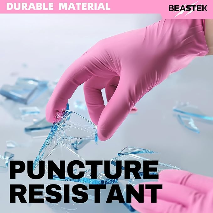 Powder-Free Nitrile Exam Gloves, 4.5 Mil, 100 Count, Pink, Food-Safe Disposable Gloves for Medical, Cooking, Cleaning (Small)