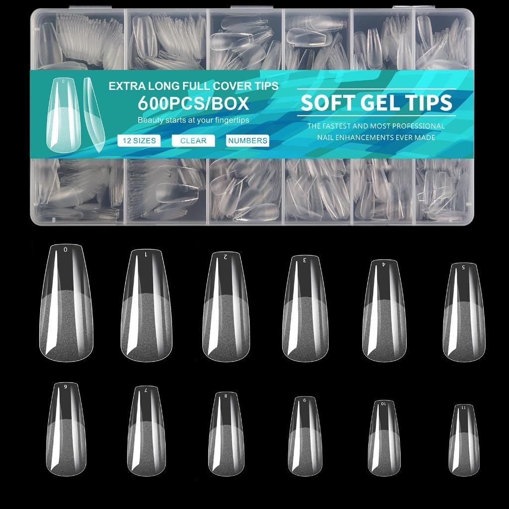 Natural Clear False Nails for Extension False Nails Carved Finger Manicure Tools Salon Home DIY