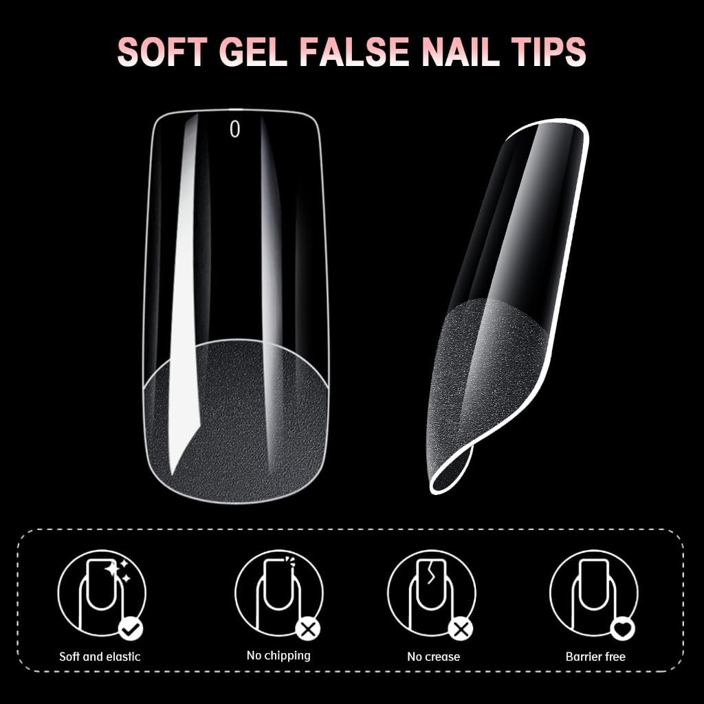 Abs Material Nails Home Diy Manicure 600pcs/box Square Nail Art Tips Ultra-thin Transparent Extension Crease Full Cover Fake Accessories for F