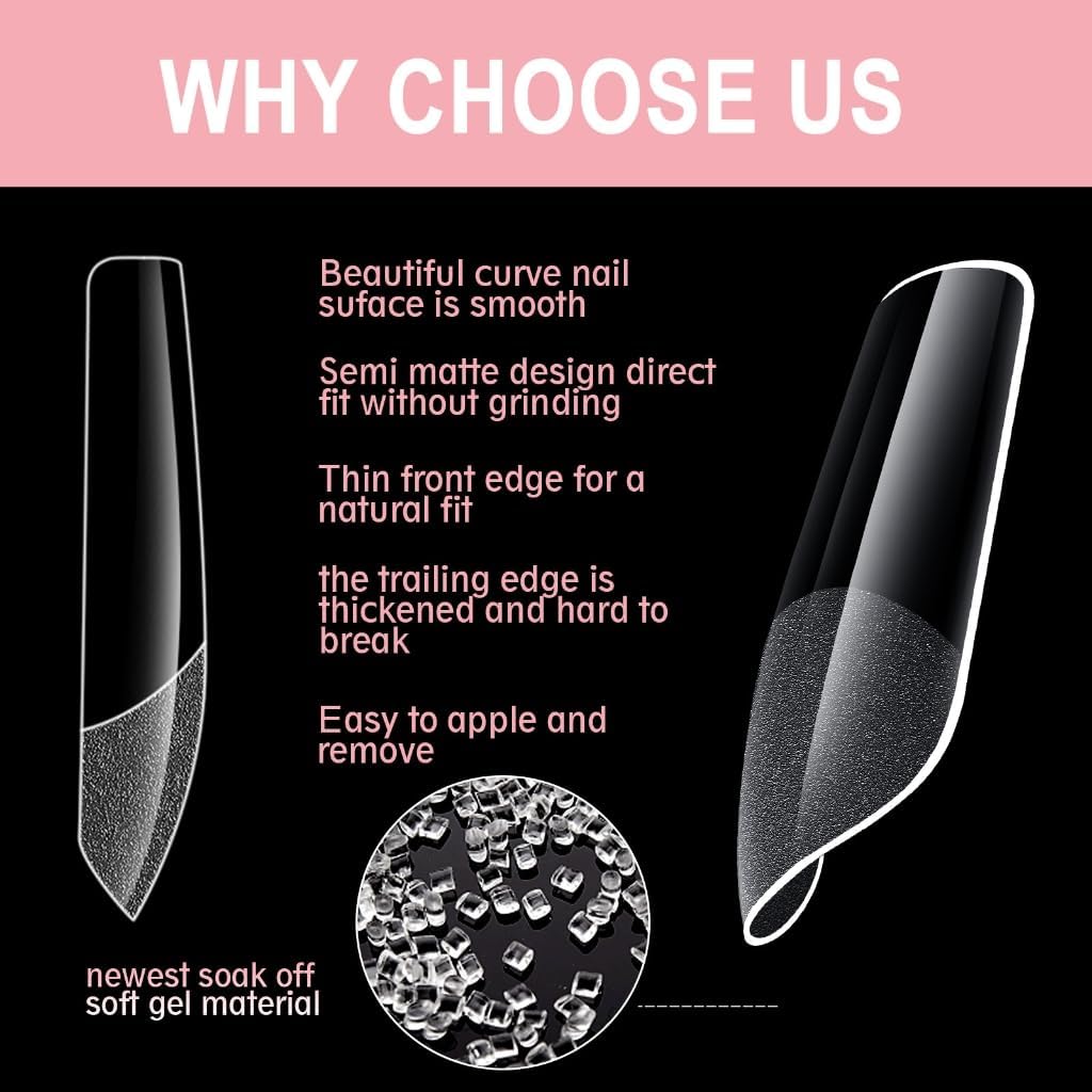 Abs Material Nails Home Diy Manicure 600pcs/box Square Nail Art Tips Ultra-thin Transparent Extension Crease Full Cover Fake Accessories for F