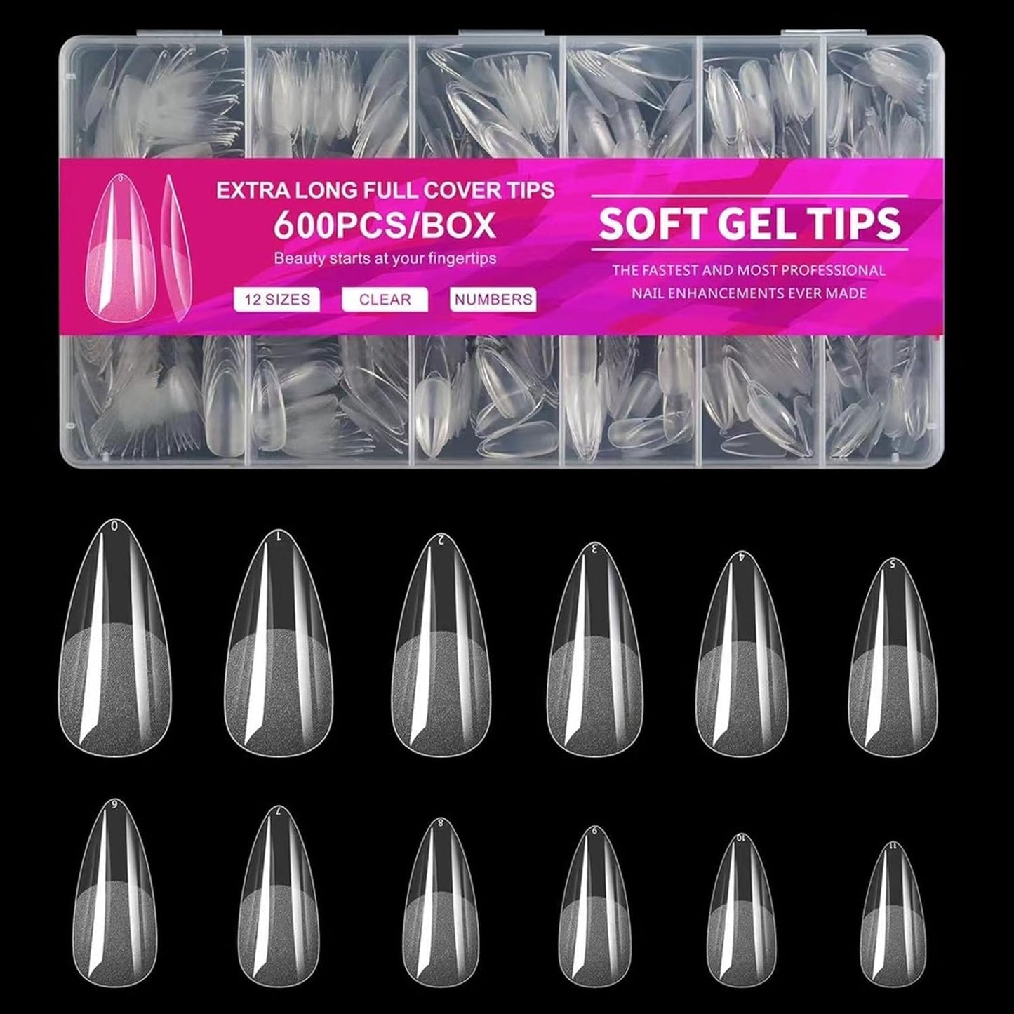 Abs Material Nails Home Diy Manicure 600pcs/box Square Nail Art Tips Ultra-thin Transparent Extension Crease Full Cover Fake Accessories for F