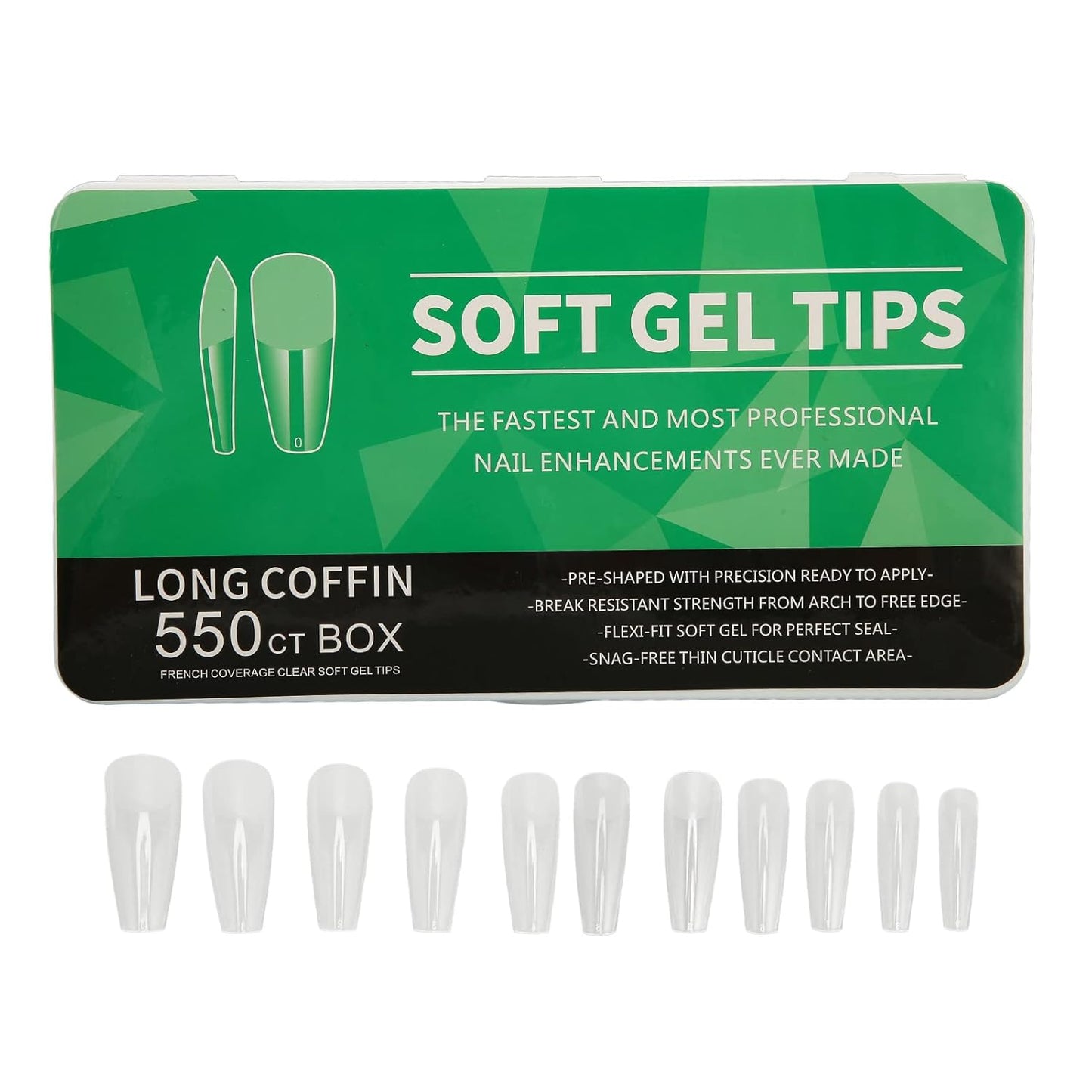Clear Nail Tips, 550 Pcs Nail Tips Ultra Thin Seamless Semi Frosted Press On Clear Nail Tips Gel Nail Tips Coffin Nails Tips DIY Nail Art for Nails Extension (Long)