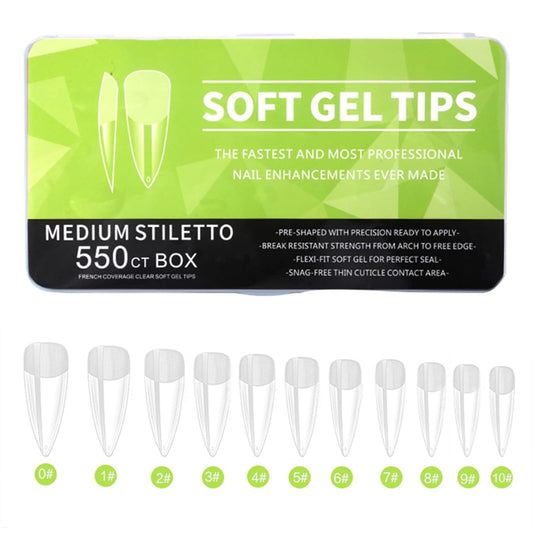 Soft Gel Full Cover Nail Tips Coffin Almond Square Stiletto-False Nails Clear Fake-Press On Nails For Nail Art Designs Gelly Tips Short Almond Builder-gel Short Square Coffin Almond-stiletto