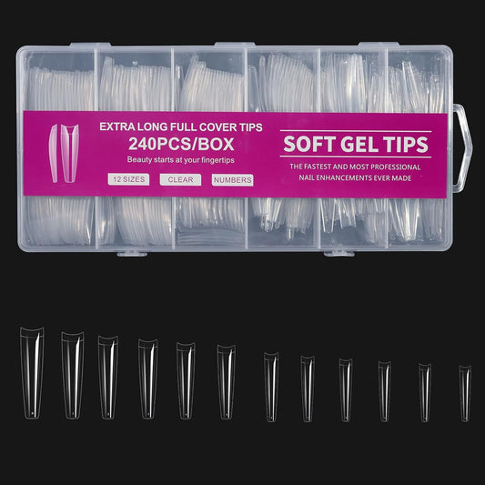 Nail Art,1 Box Full Tips, Clear Gel False Nails Press On Nails for Extension Manicure Salon Supply