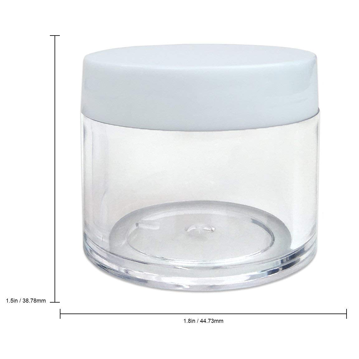 Empty Thick Wall Round Plastic Container Jars with Flat Top Lids - Leak-Proof Jar - BPA Free (30G/30ML,1 Oz, WHITE)