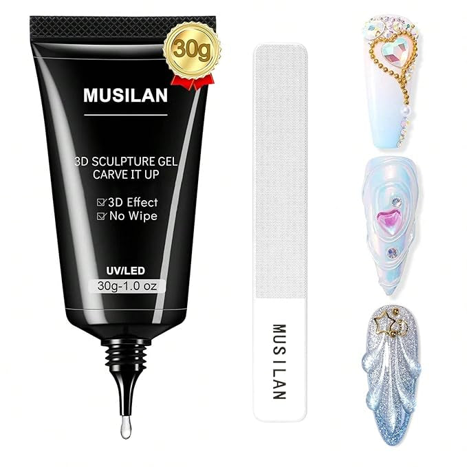 Sculpting Gel 3D Gel Nail Art 3 in 1 Non Wipe Sculpting Gel Nail Glue 30g Clear Sculpting Gel for Nail Art Hand Modeling Gel Building Gel Carving Nail Extension Sculpture Diamond Jewelry Decoration