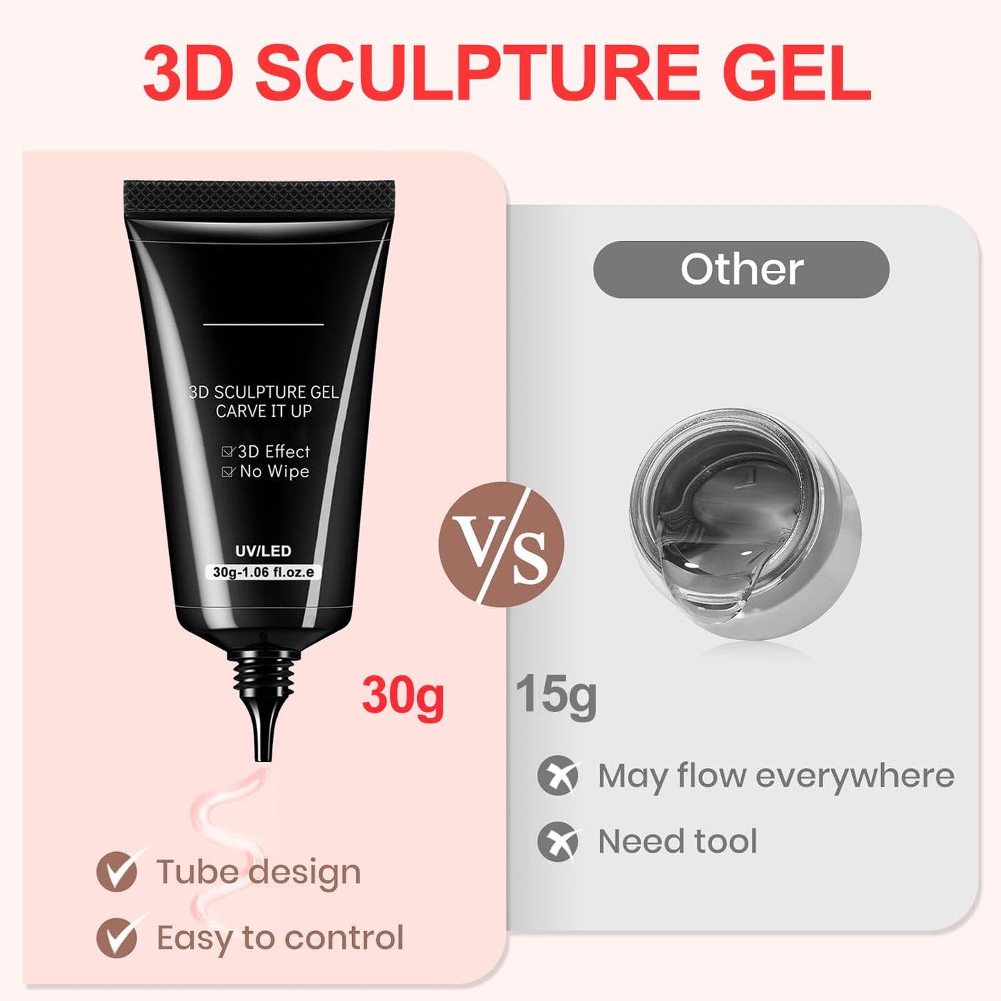 Sculpting Gel 3D Gel Nail Art 3 in 1 Non Wipe Sculpting Gel Nail Glue 30g Clear Sculpting Gel for Nail Art Hand Modeling Gel Building Gel Carving Nail Extension Sculpture Diamond Jewelry Decoration