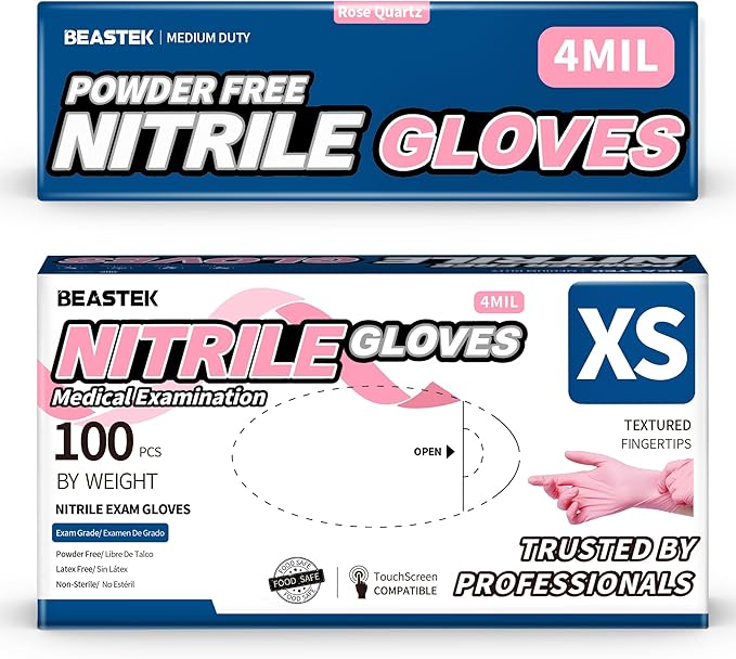 Nitrile Exam Gloves, 4Mil Disposable Powder-Free Latex-Free Glove for Medical Cooking Clean Esthetician, 100 Pcs (X Small)