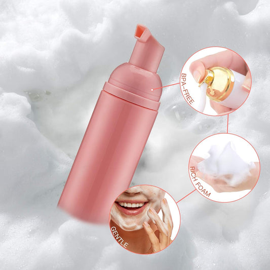 Tekson Foam Pump Bottle (Pink), Empty Travel Size Foam Dispenser Pump for Soap Shampoo, Lash Cleanser 2oz