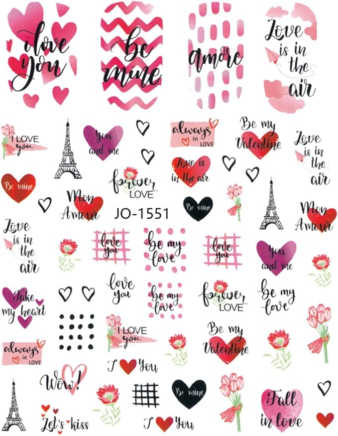 Romantic Valentines Day Nails Love Decals (Z-D5297)