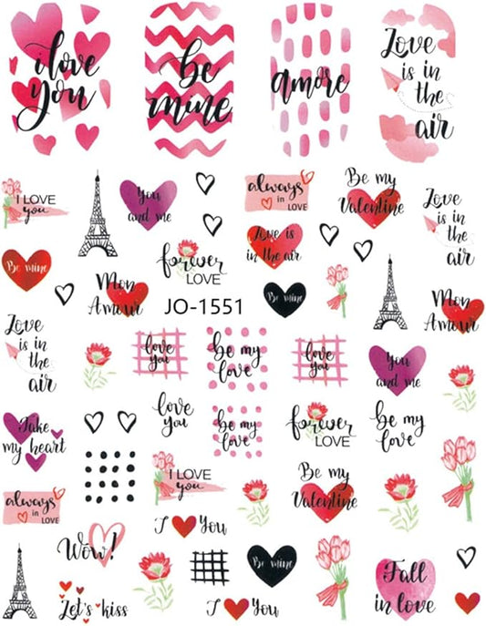Romantic Valentines Day Nails Love Decals (B-031)