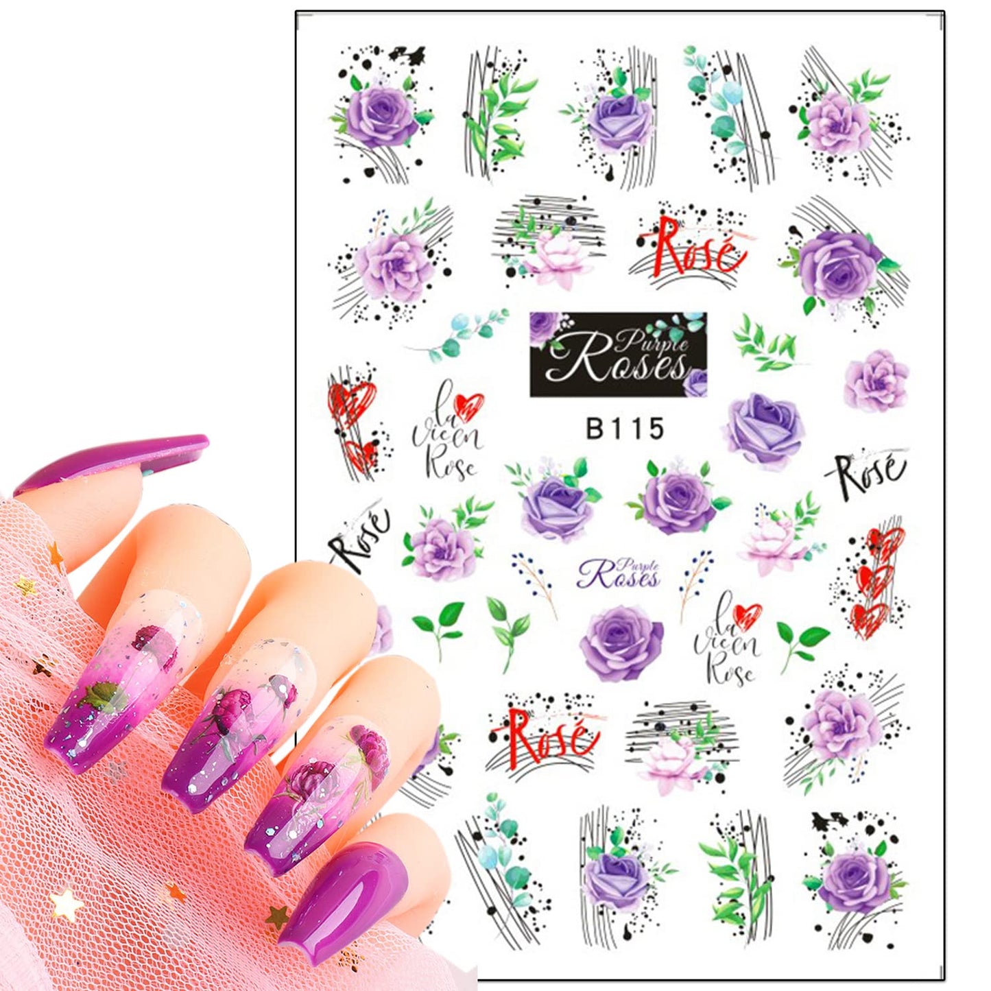 Flowers Nail Art Stickers(B-115)