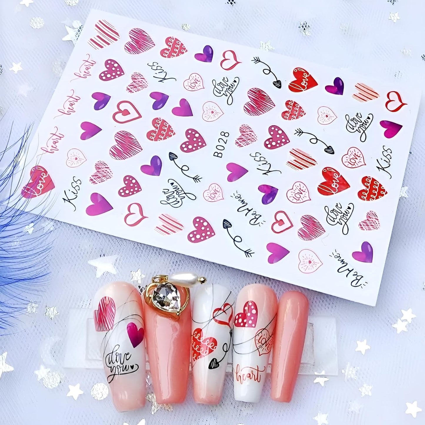 Valentine's Day Nail Art Stickers Red Lips Heart Shape Nail Stickers Decoration (Z-D5295)