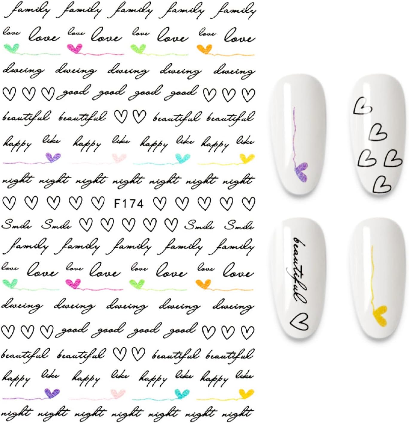 Nail Stickers Inscriptions Nail Sticker English Words Letters Sentences Design Nail Art Decorations Manicure Designer Stickers For Nails