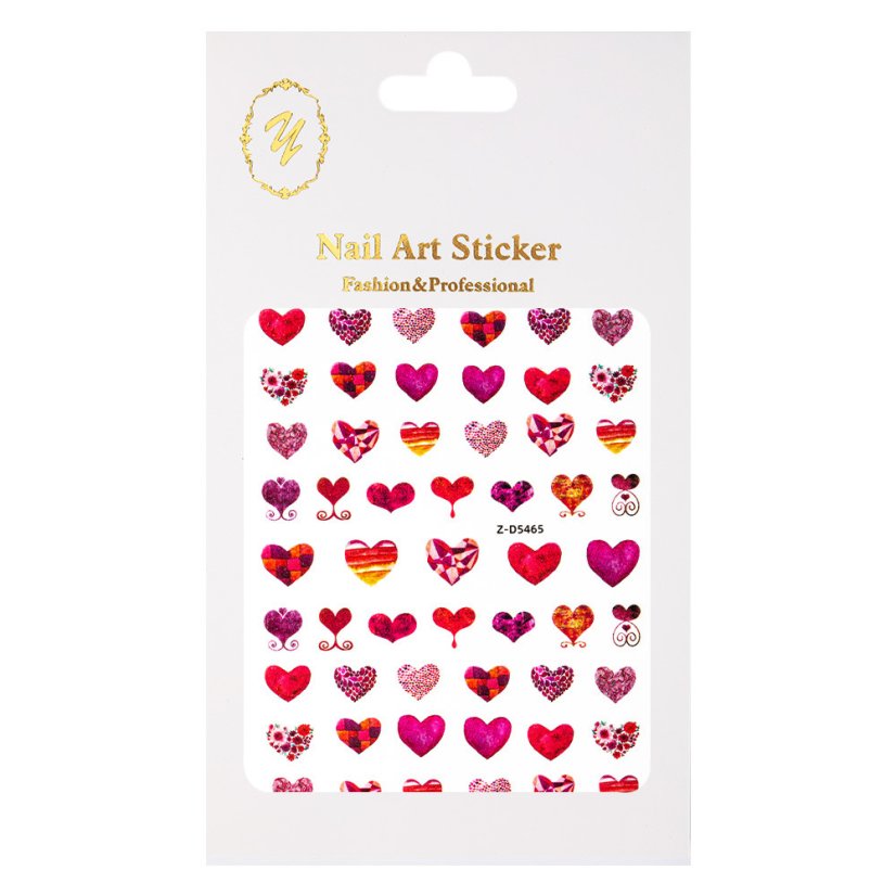 Nail Stickers Different Colors and Shaped Hearts - (Z-D5465)