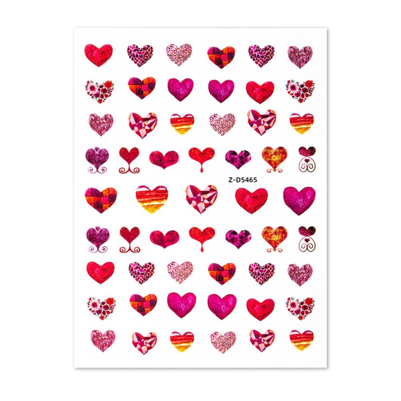 Nail Stickers Different Colors and Shaped Hearts - (Z-D5465)