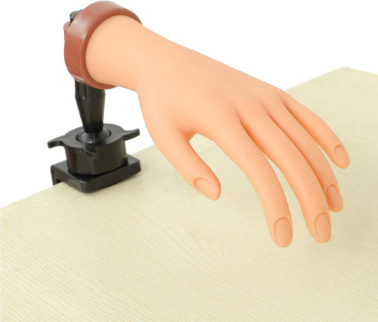 Practice Hand for Acrylic Nails, Flexible Silic Nail Maniquin Hand, A Circular Hole Is Designed at The Bottom of The Hand for Fixation Bracket Hand with Bracket