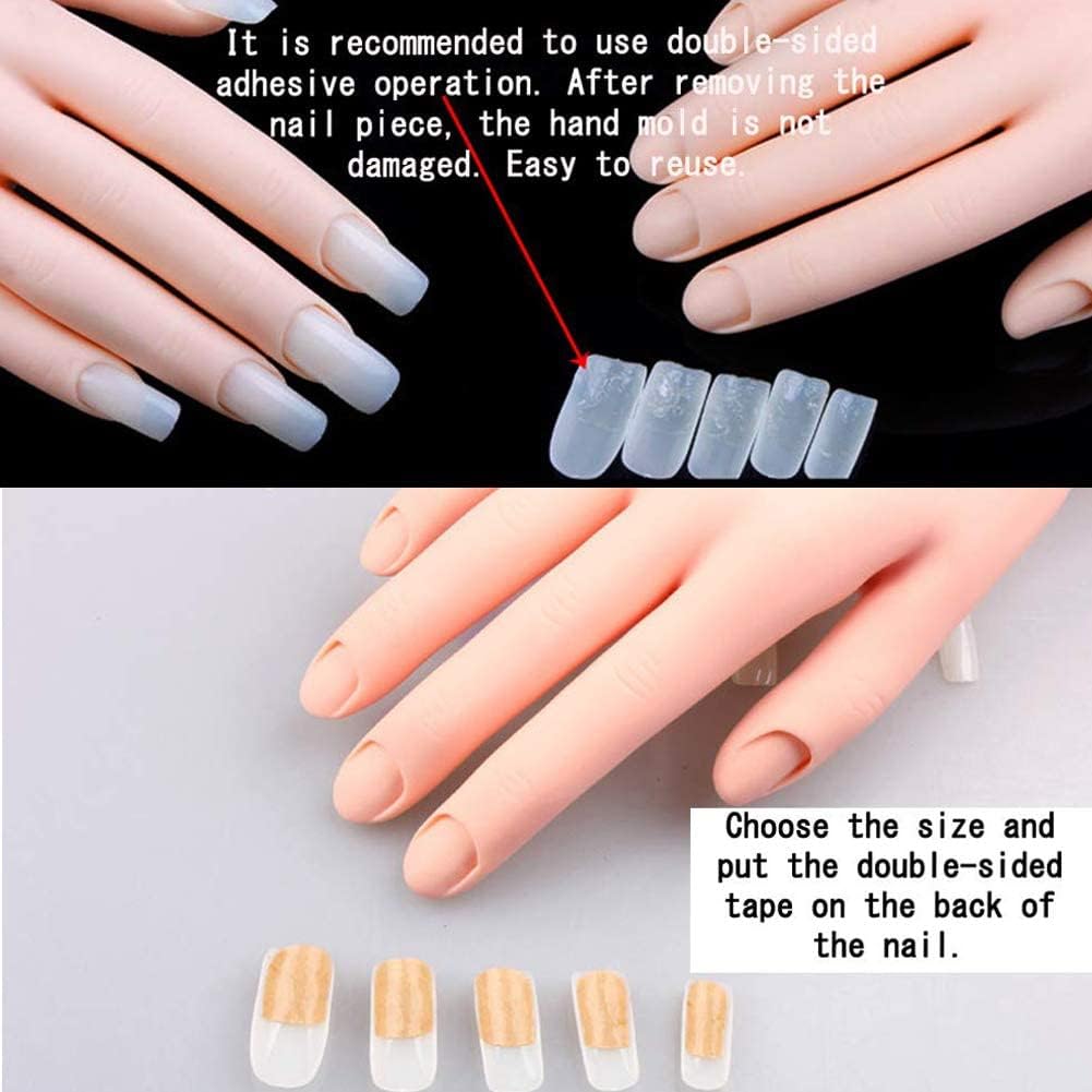 Practice Hand for Acrylic Nails, Flexible Silic Nail Maniquin Hand, A Circular Hole Is Designed at The Bottom of The Hand for Fixation Bracket Hand with Bracket