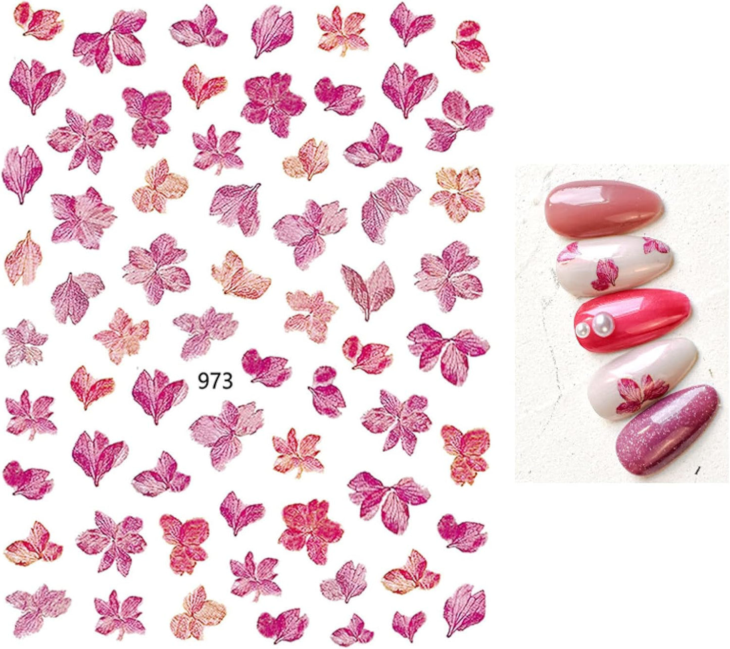 Nail Stickers Nail Art Decals Charming Botanical Florals Roses Flowers Butterflys Back Glue Nail Stickers-(Jo-973)