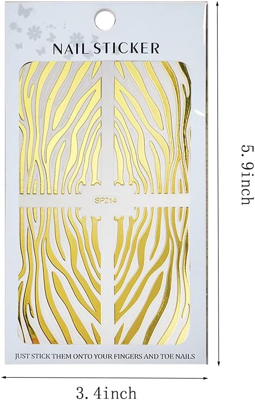 Nail Stickers Laser Nail Decals Self Adhesive Nail Art Stickers DIY Nail Design Nail Art Decoration(JO-1342)color-Gold/Rose Gold/ Silver/ Rainbow