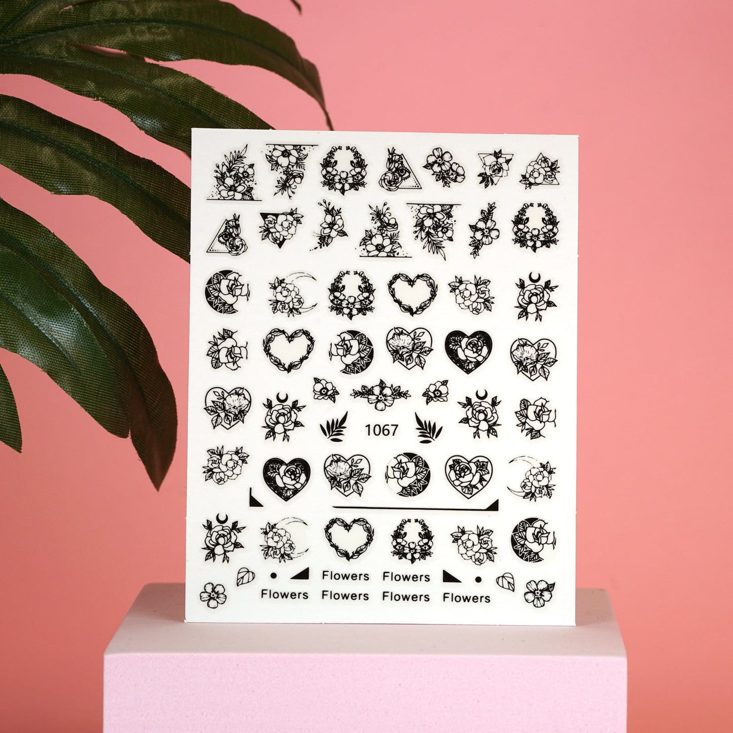 3D Nail Sticker Decals black flowers Design Nail Art Decorations Stickers Sliders Manicure Nails Decoraciones (1067)