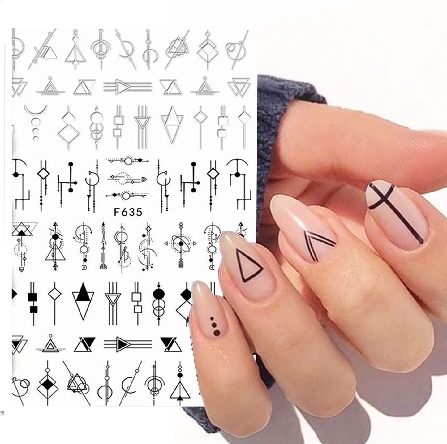 Black White Geometric Nail Stickers 3D Self-Adhesive Abstract Line Nail Art Decal Nail Decoration Supplies for Acrylic Nail Manicure Tips (Geometry)(1068)