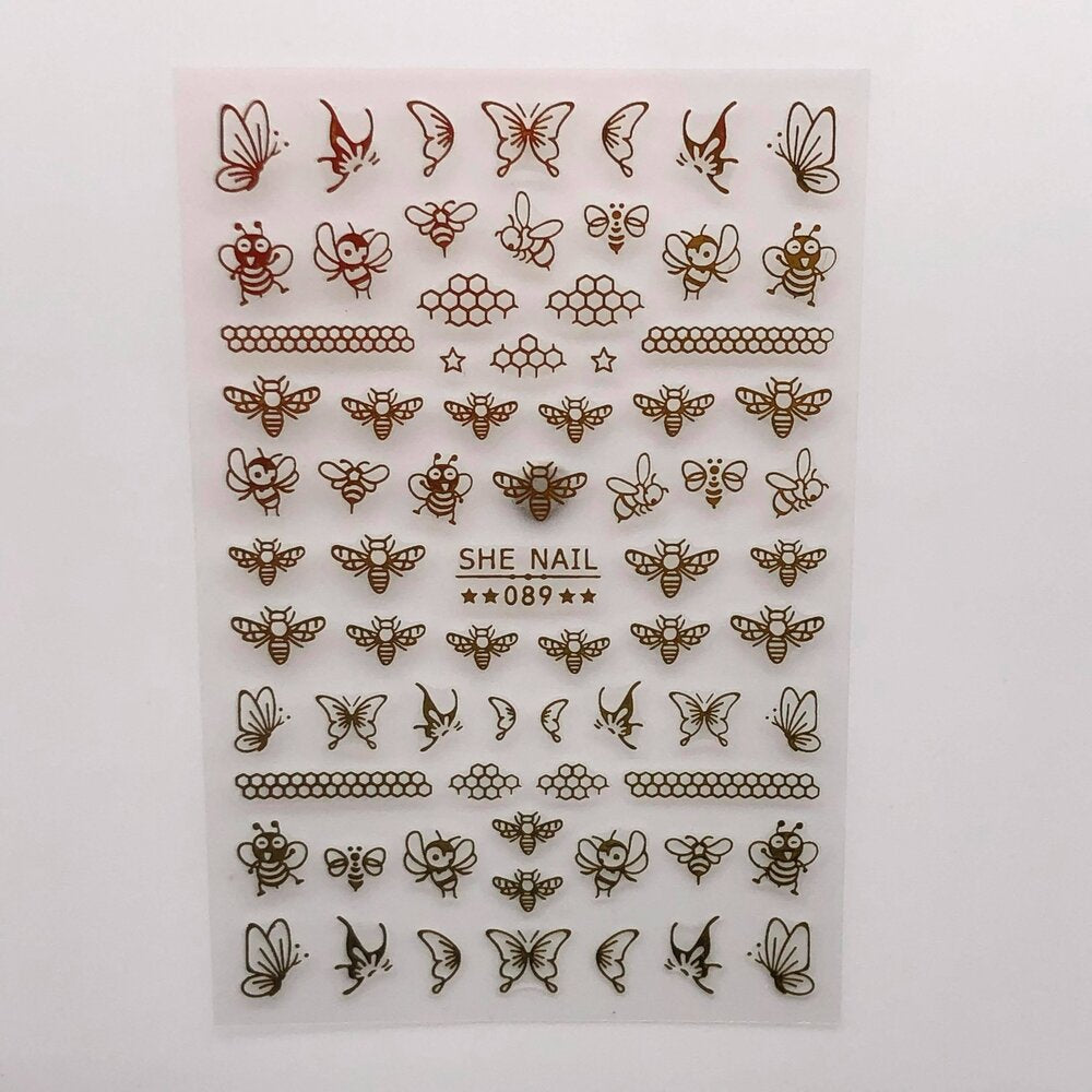Nail Art Sticker Butterflies + Bees-(089)