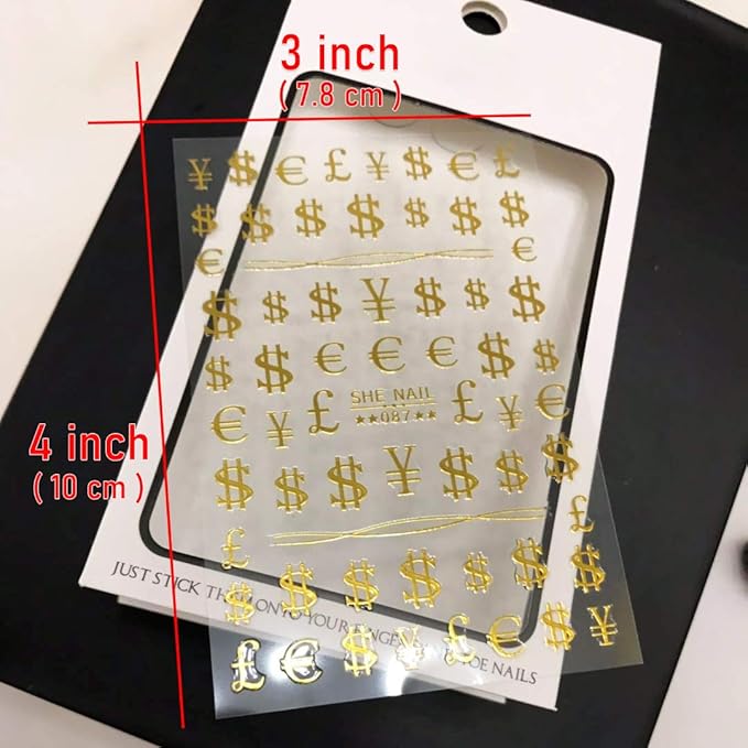 Nail Art Decals of 100 Dollar Sign Bill Nail Accessories Paper Money Design Treasure Currency Nail Stickers Tip(087)