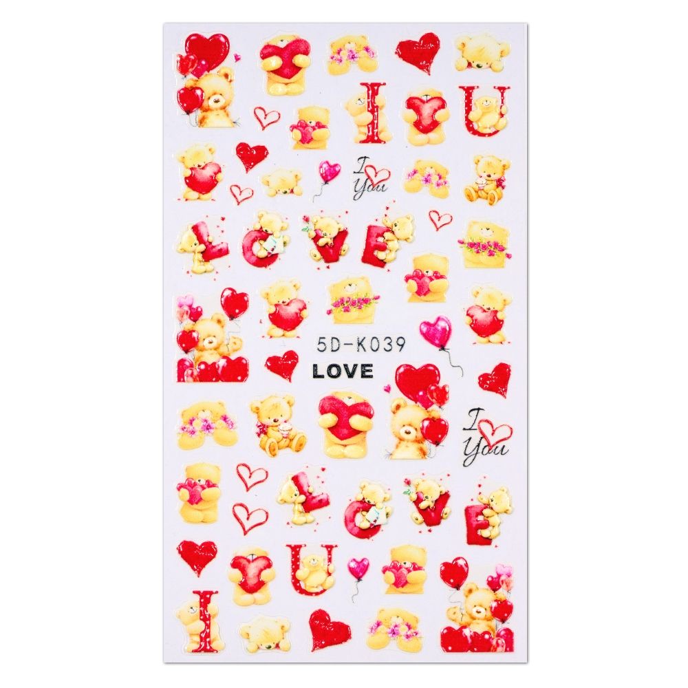 5D Nail Sticker Valentine Bears(5D-K039)