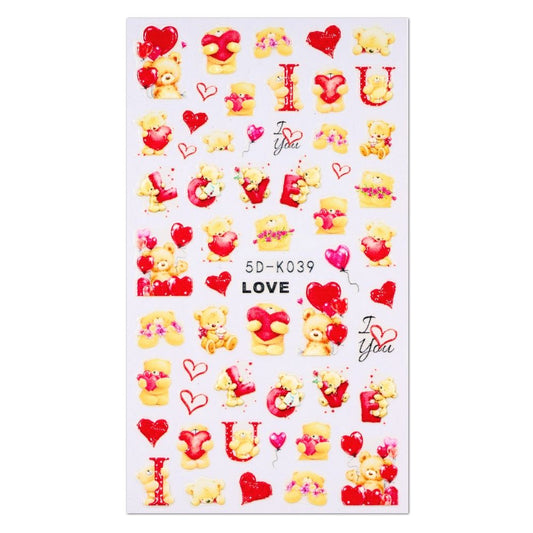 5D Nail Sticker Valentine Bears(5D-K039)