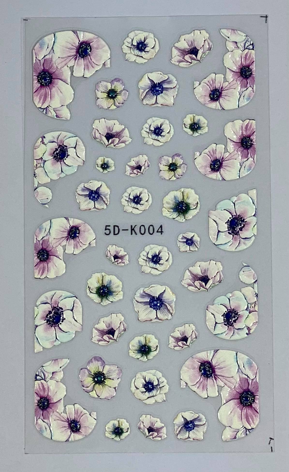 Purple Flowers 5D Nail Stickers(5D-K004)