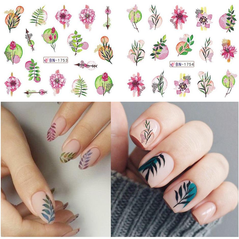 Styles Nail Art Water Transfer Sticker English Abstract Image Transfer Slider Decoration (12pcs)