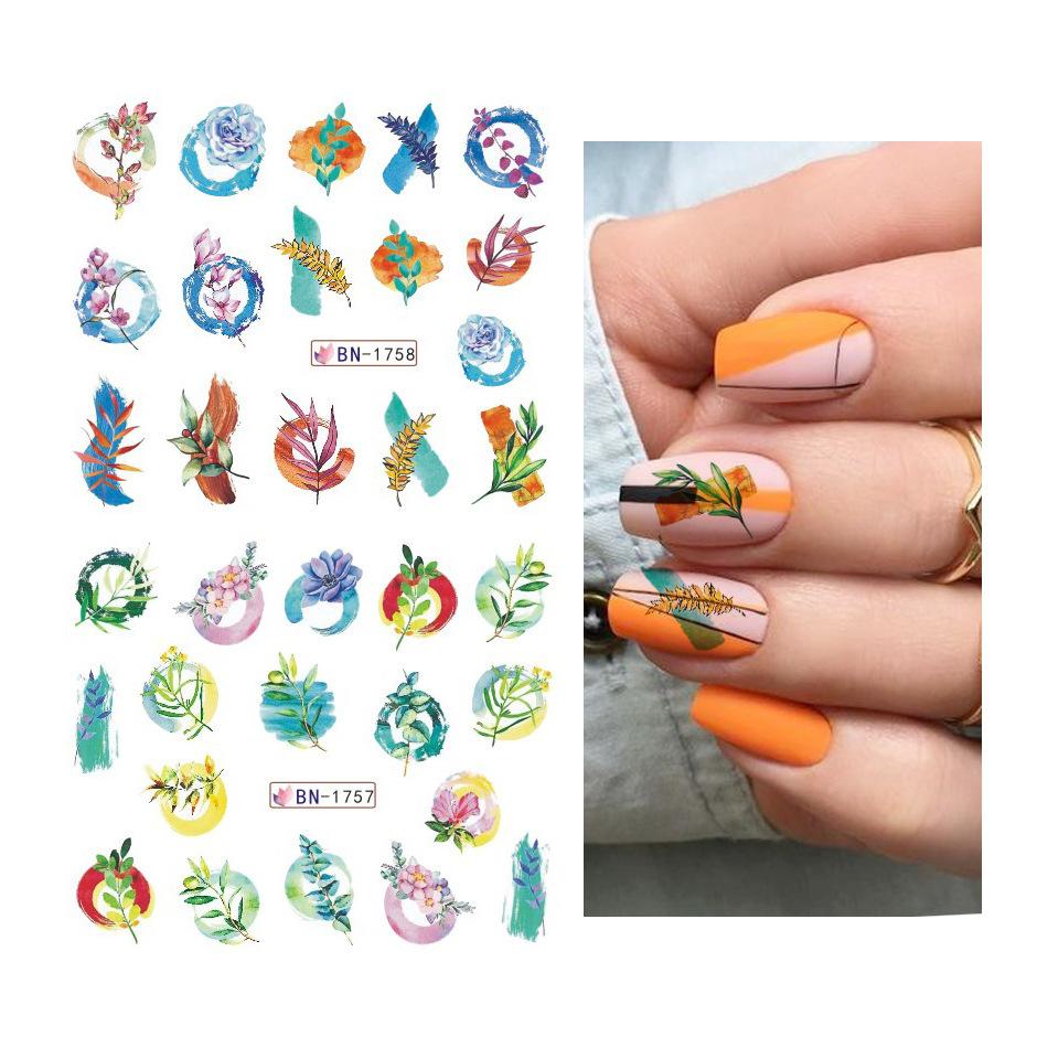 Styles Nail Art Water Transfer Sticker English Abstract Image Transfer Slider Decoration (12pcs)