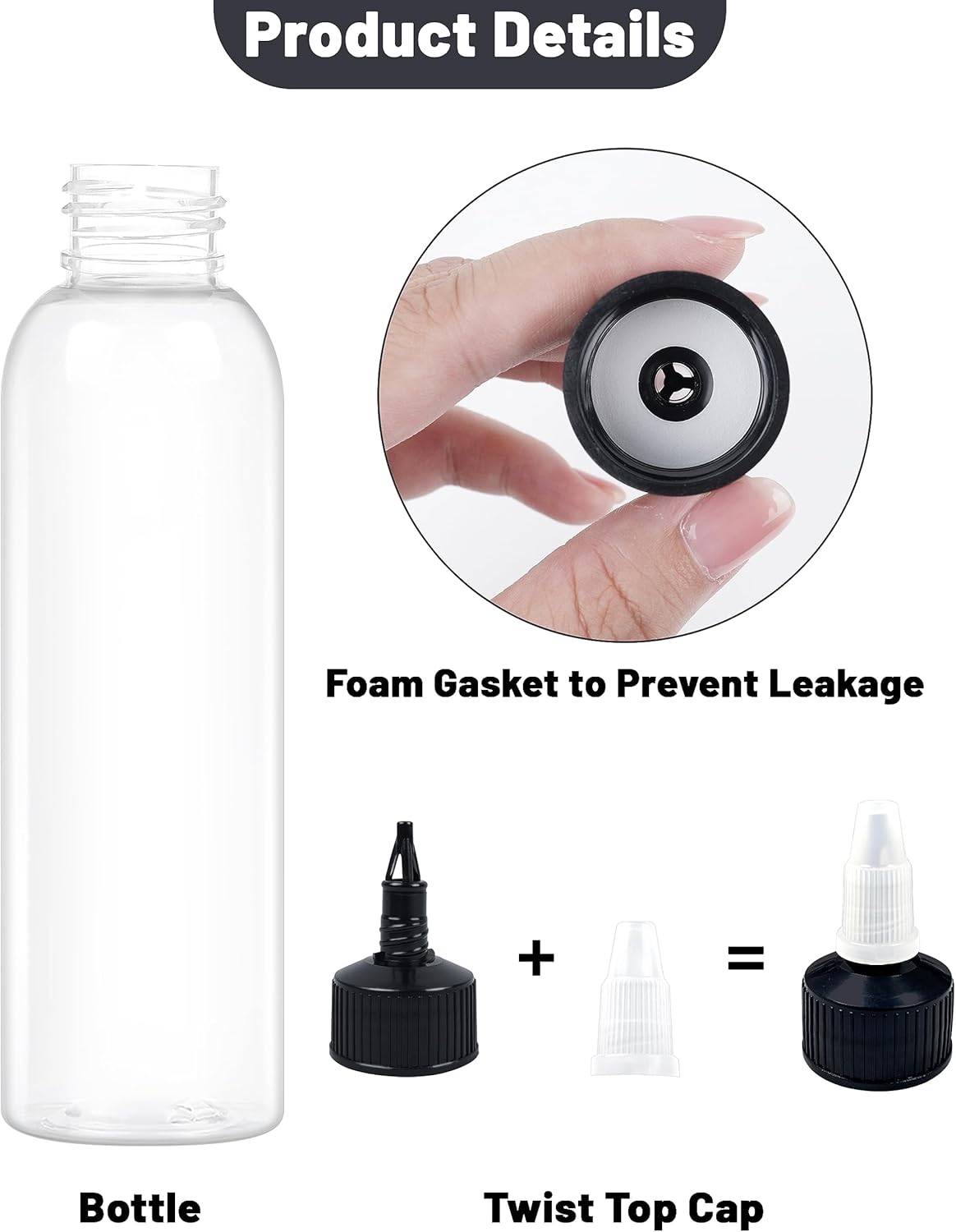 Plastic Squeeze Bottles with Twist Top Cap, 250ml Clear Dispensing Bottles, Empty Squirt Bottle for Liquids, Sauces, Arts, Crafts, Travel (1 Pcs/8oz)