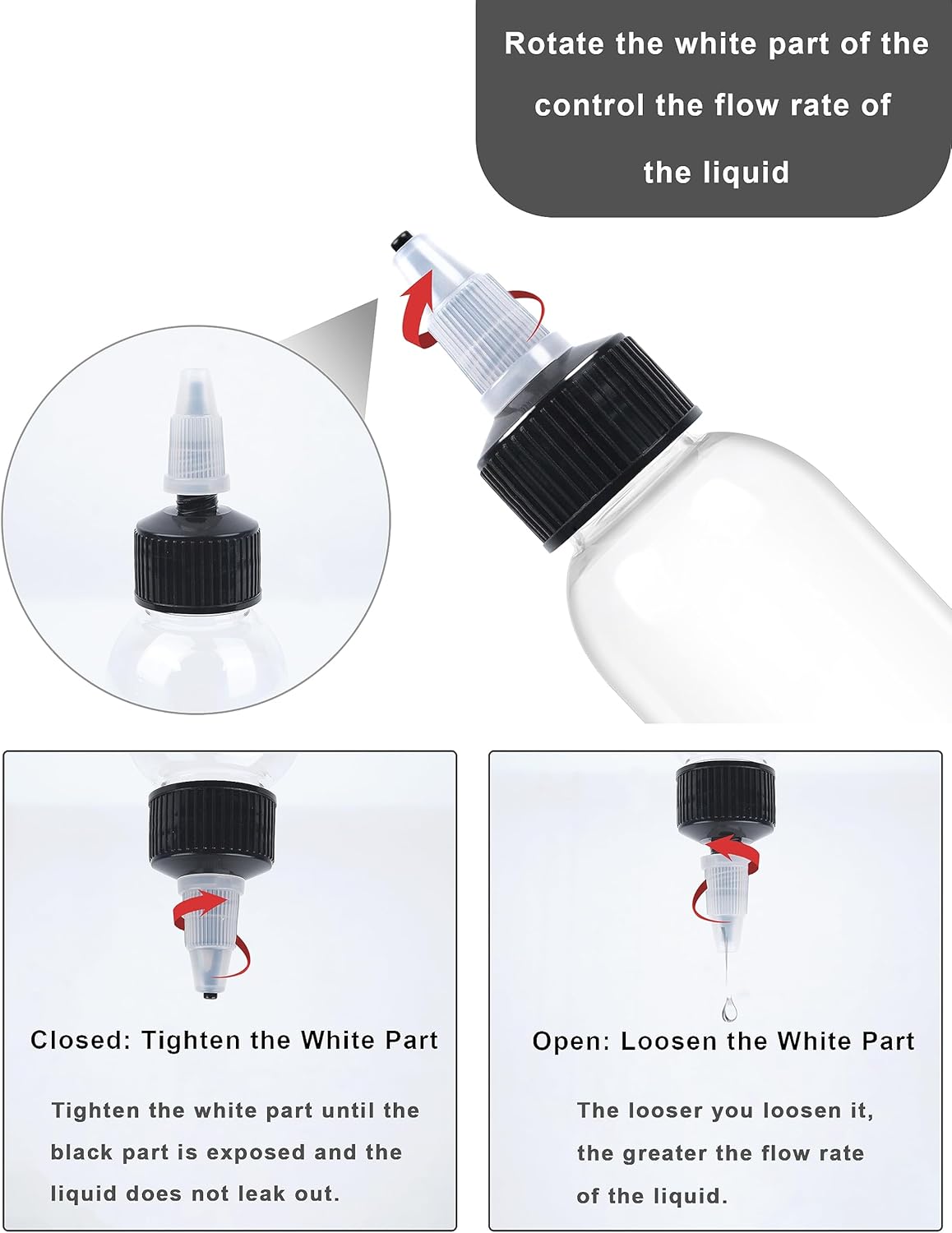 Plastic Squeeze Bottles with Twist Top Cap, 250ml Clear Dispensing Bottles, Empty Squirt Bottle for Liquids, Sauces, Arts, Crafts, Travel (1 Pcs/8oz)