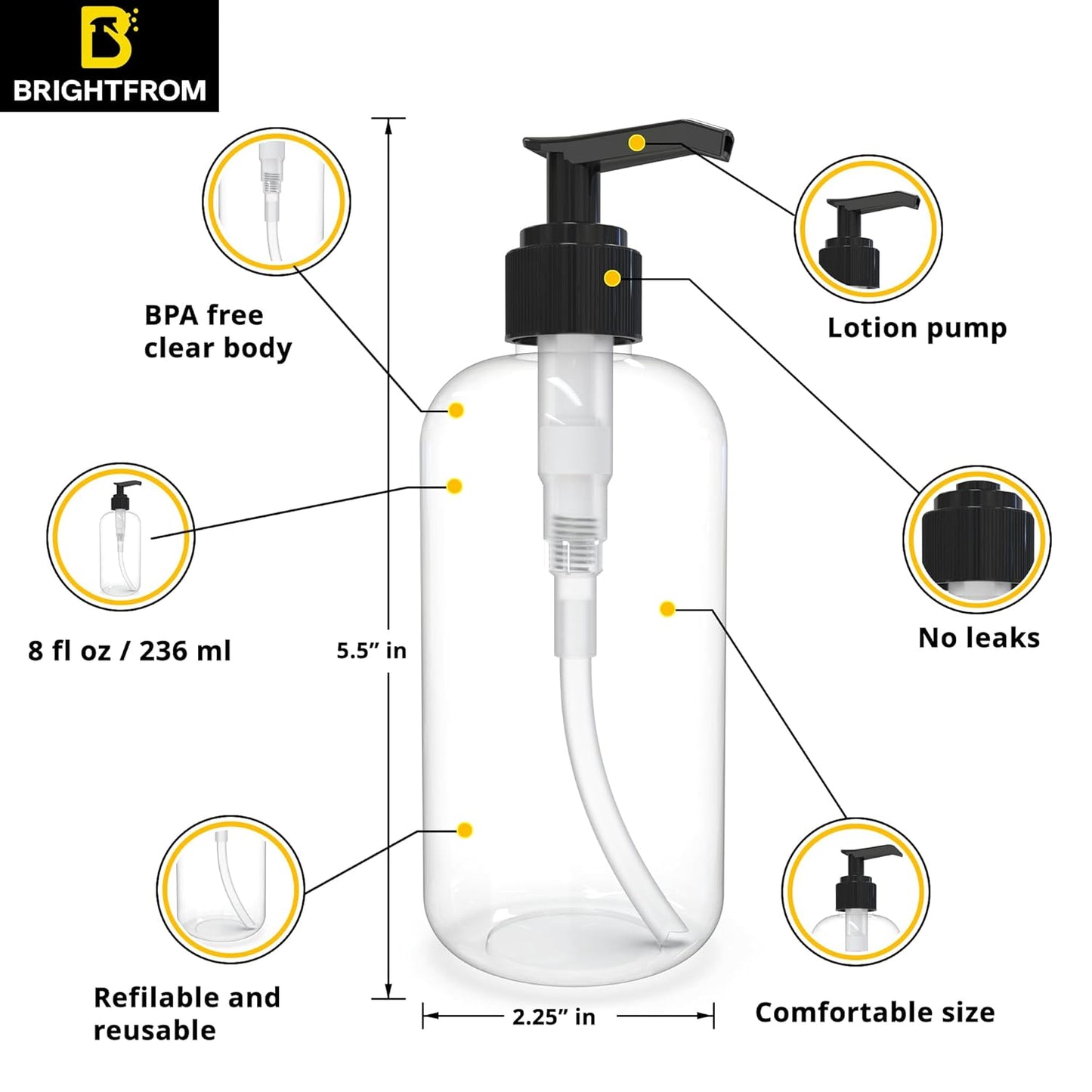 Empty Lotion Pump Bottles (8oz)