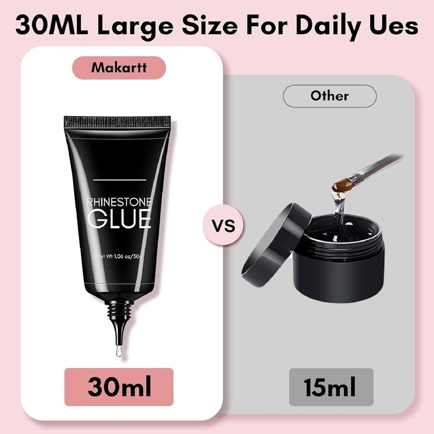 Rhinestone Nail Glue for Nails: Strong Gel Nail Glue for Decorations Nail Charm 3D Nails Gel for Nail Gem 30ML Cured Need Beauty
