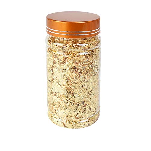 Foil Imitation Art Craft 3g Leaf Flake Sheets Bulk Foil Paper Leaves for Gilding DIY Nail Art Decor (Gold) 1 Bottle