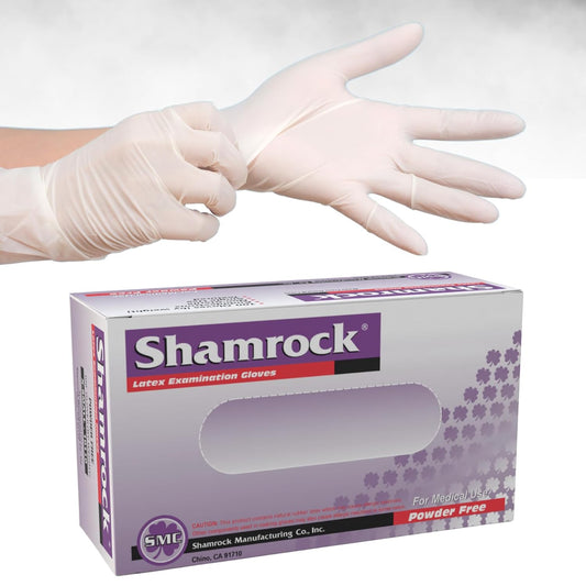 Shamrock 10111 Latex Exam Gloves, Small, 5 Mil, Powder-Free, Full Textured, Disposable, Medical
