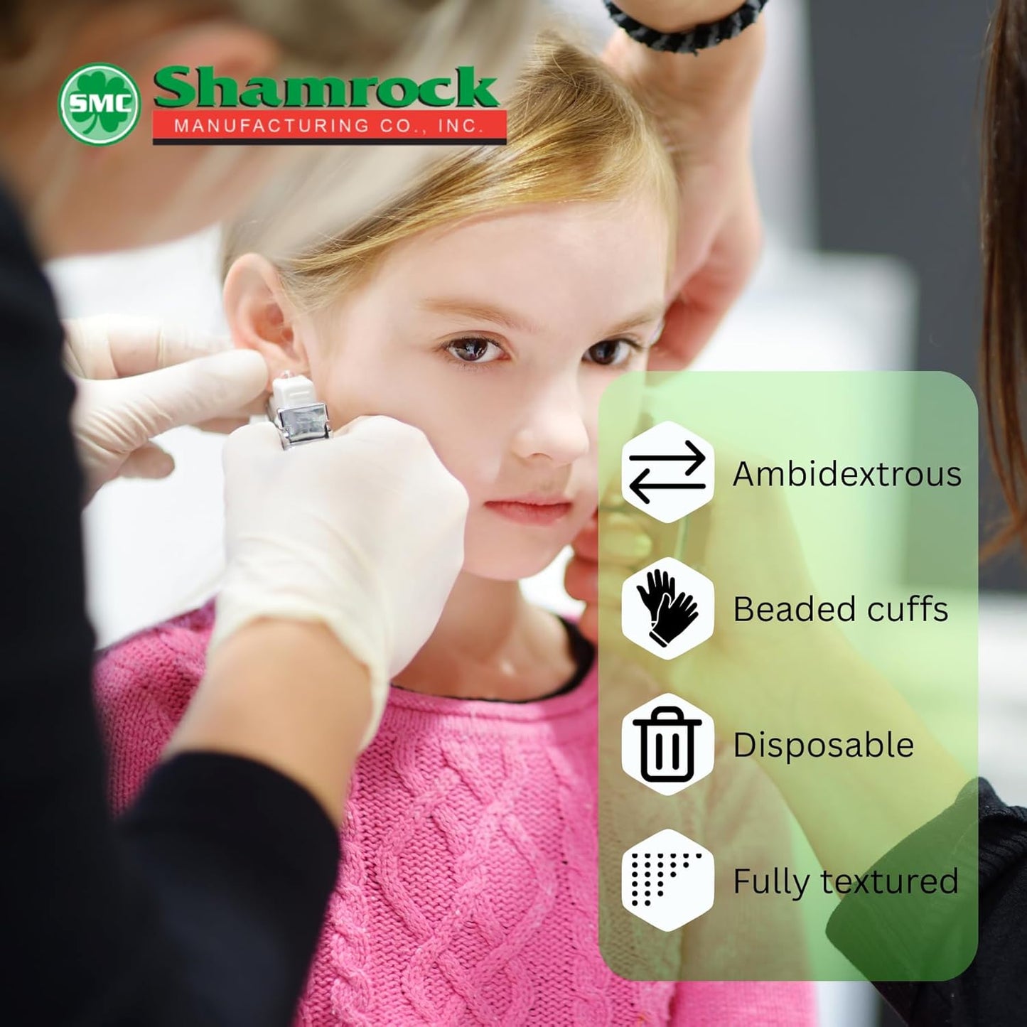 Shamrock 10111 Latex Exam Gloves, Small, 5 Mil, Powder-Free, Full Textured, Disposable, Medical
