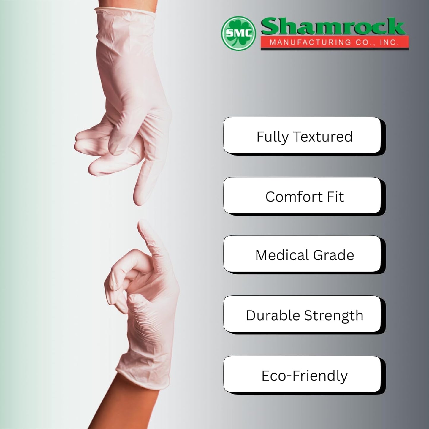 Shamrock 10111 Latex Exam Gloves, Small, 5 Mil, Powder-Free, Full Textured, Disposable, Medical